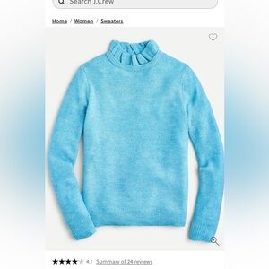 J. Crew Light Blue Ruffleneck Sweater sz M